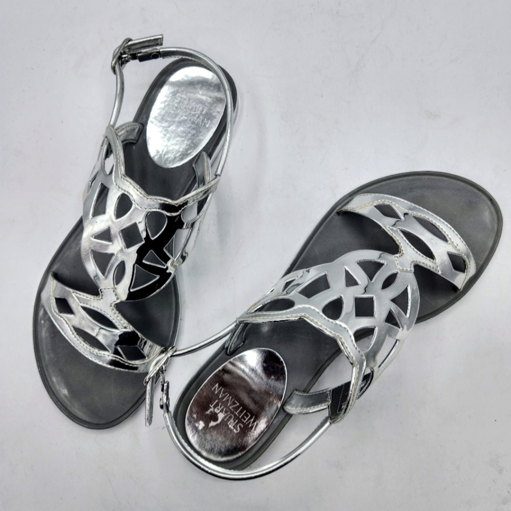 STUART WEITZMAN Gelfisher Laser-Cut Jelly Sandals In Graphite Size 8 - Picture 7 of 13